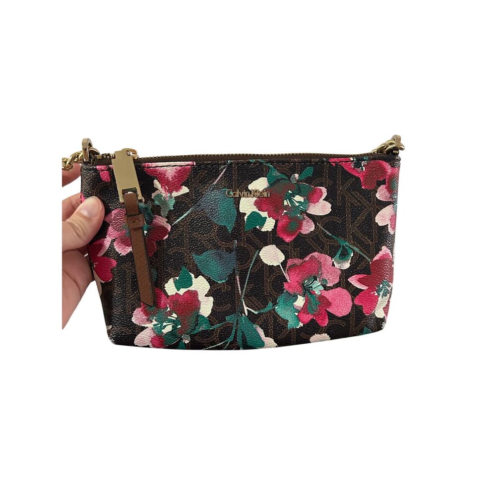 Floral Calvin Klein Small Crosbody Bag with Pink Flowers